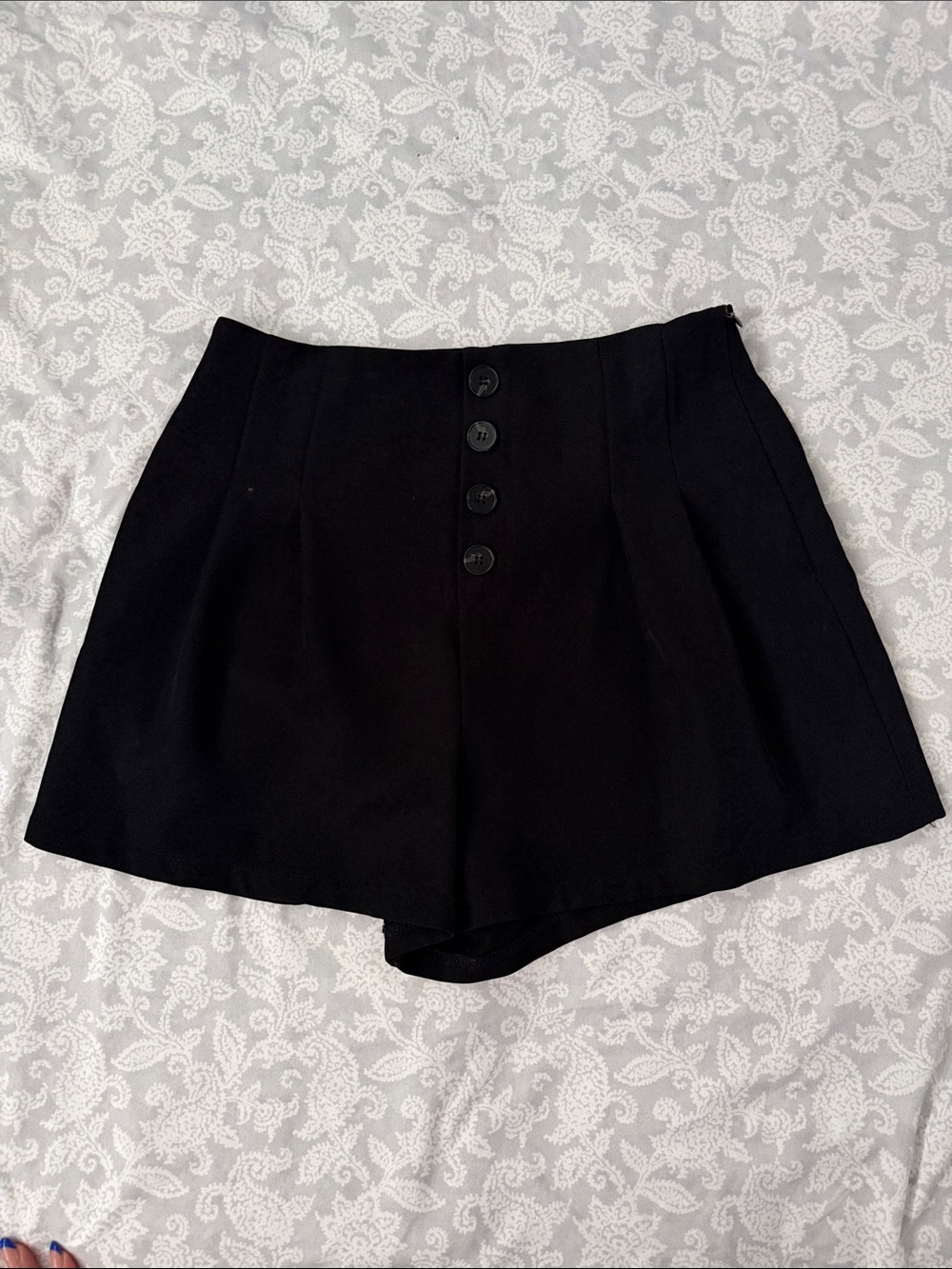 High-Rise Black Button-Front Women’s Skort